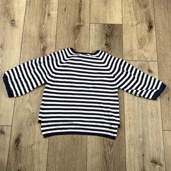 Mayoral Navy Blue & White Striped Sweater with Sequin Bow Detail - Picture 5 of 6